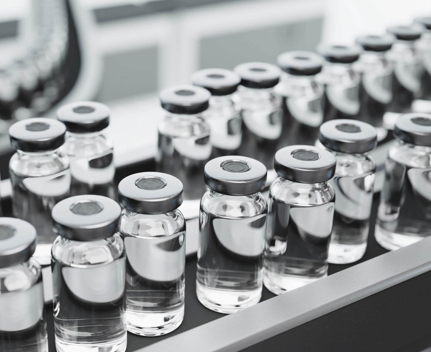 Image of vials on Scorpion's biologics and cell and gene therapy CDMO manufacturing at our Texas, USA facility